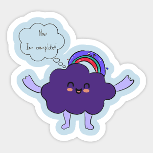 Now, Im Complete Cloud and Rainbow Sketch Sticker